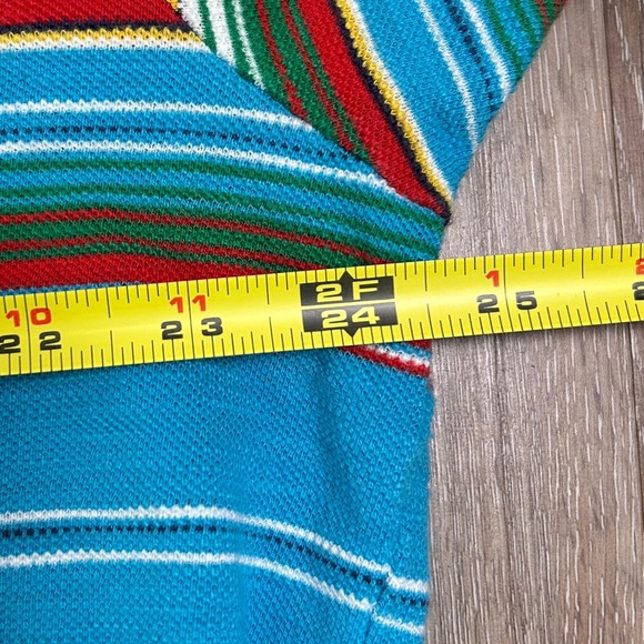 Polo Ralph Lauren Polo Shirt Vintage Size-XXL Blue Striped Short Sleeve Golf - Picture 7 of 9